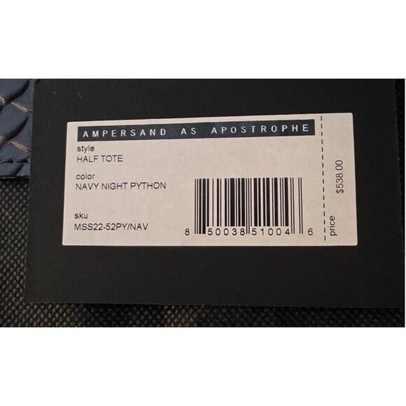 Ampersand as Apostrophe Half Tote Navy Night Python  NWT - Picture 5 of 9